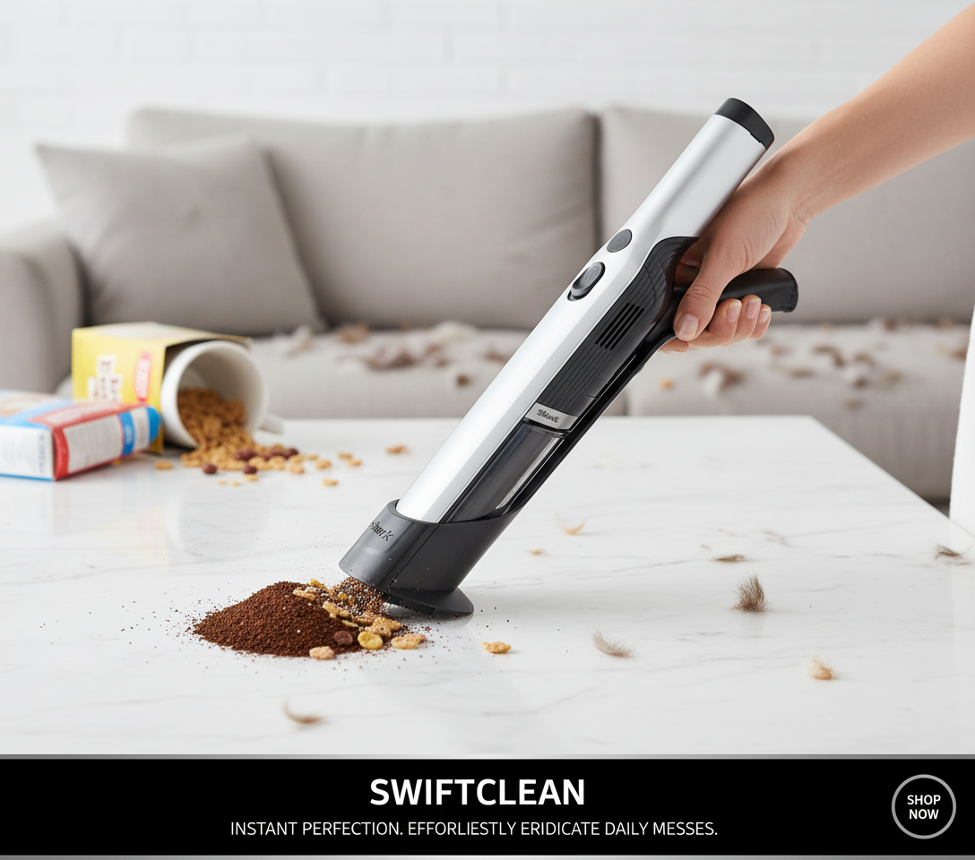 NESTILY SwiftClean™ — Ultra-Slim Cordless Handheld Vacuum (with Precision Scrub Brush)